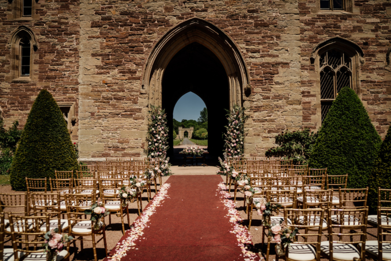 Wedding ceremony set up at Central Courtyard at Hampton Court Castle